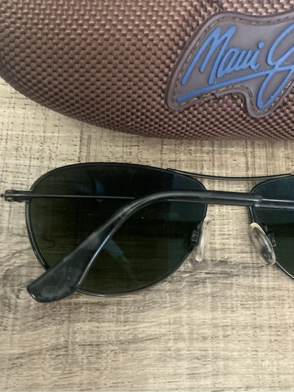 Maui Jim Black Aviator Sunglasses with Brown Case 56mm - Picture 6 of 11